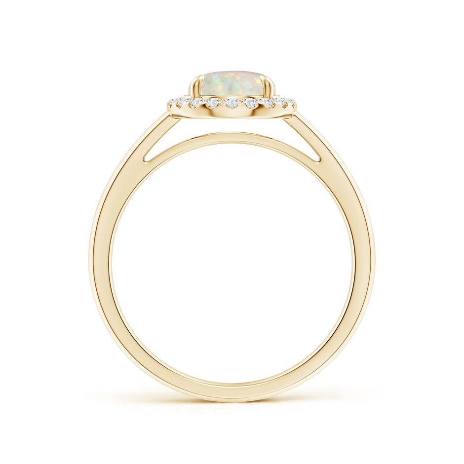 7mm AAA Round Opal Cathedral Ring with Diamond Halo in Yellow Gold side-1