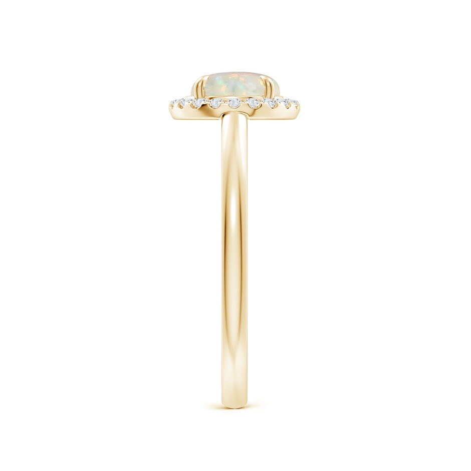 7mm AAA Round Opal Cathedral Ring with Diamond Halo in Yellow Gold side-2