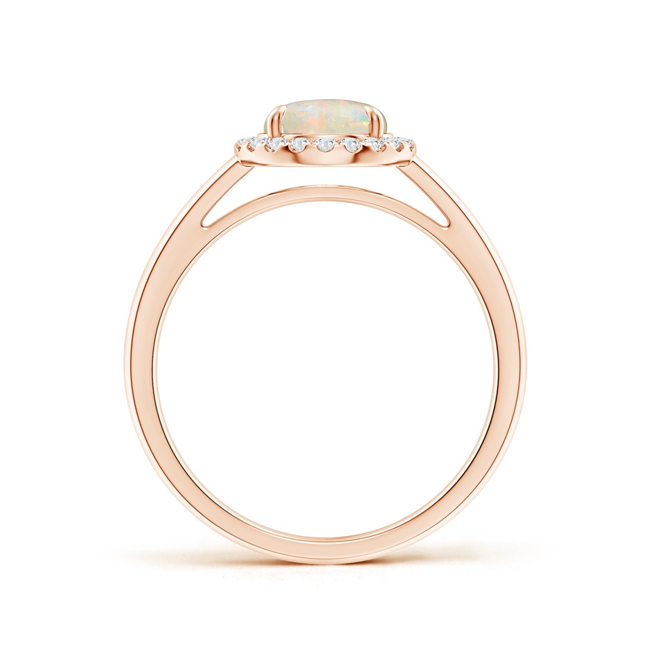 7mm AAAA Round Opal Cathedral Ring with Diamond Halo in Rose Gold side-1