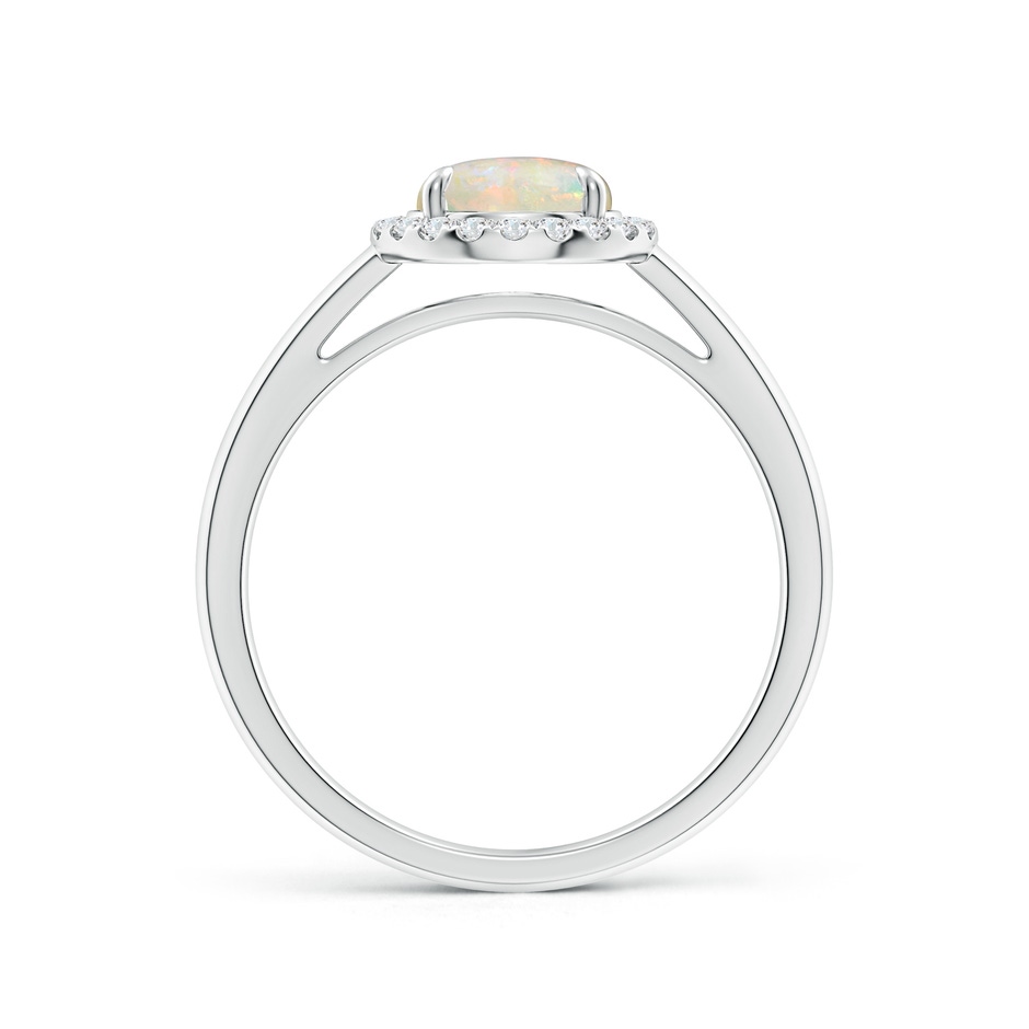 7mm AAAA Round Opal Cathedral Ring with Diamond Halo in White Gold side-1