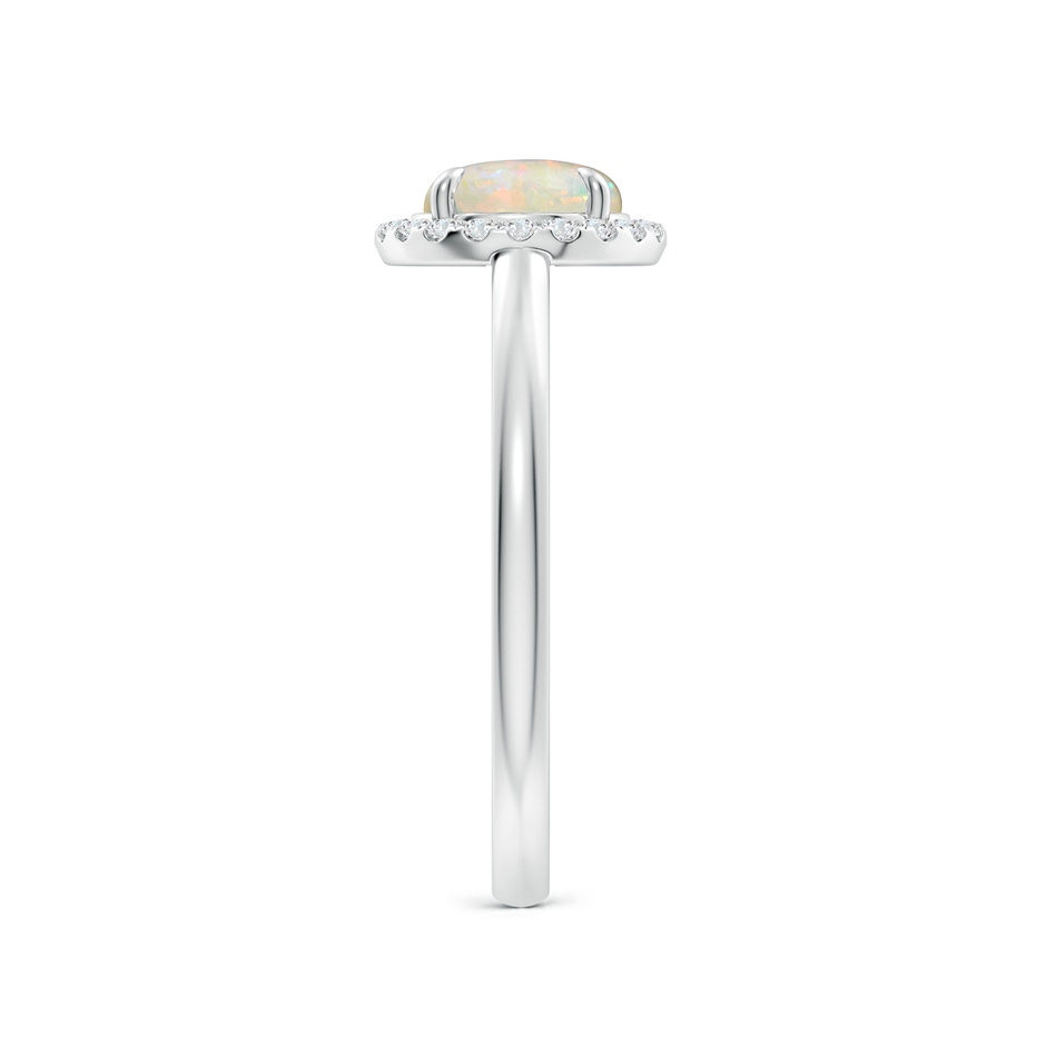 7mm AAAA Round Opal Cathedral Ring with Diamond Halo in White Gold side-2