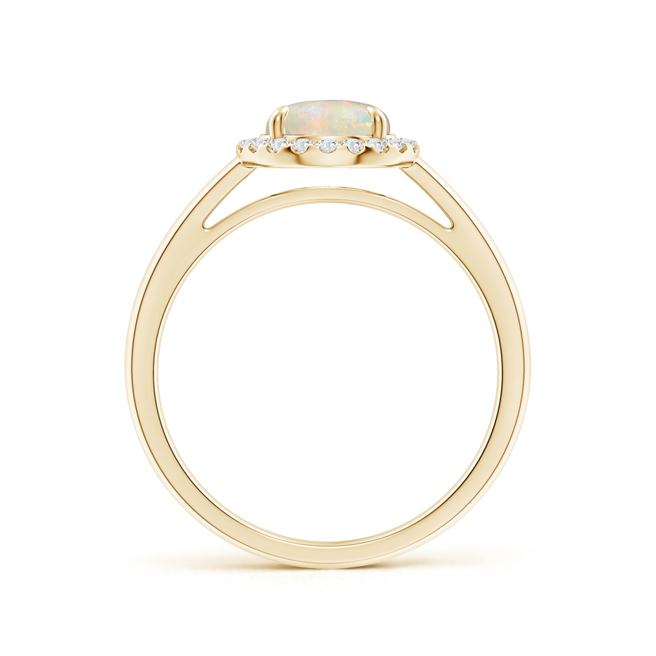 7mm AAAA Round Opal Cathedral Ring with Diamond Halo in Yellow Gold side-1