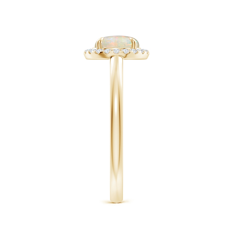 7mm AAAA Round Opal Cathedral Ring with Diamond Halo in Yellow Gold side-2