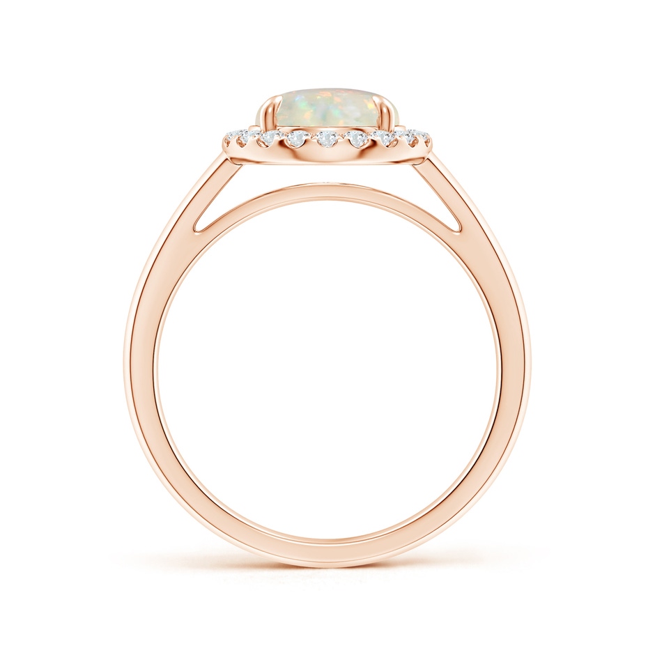 8mm AAA Round Opal Cathedral Ring with Diamond Halo in Rose Gold side-1