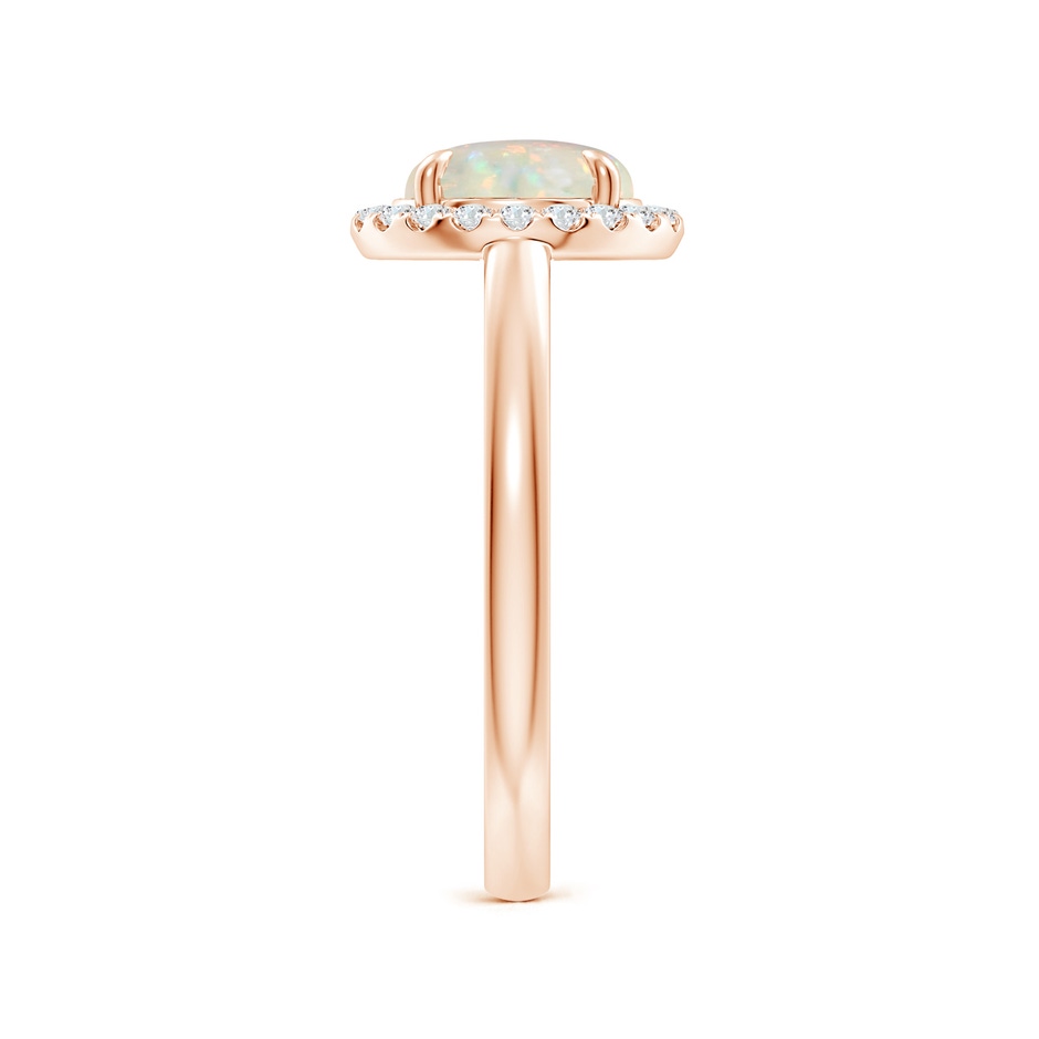 8mm AAA Round Opal Cathedral Ring with Diamond Halo in Rose Gold side-2