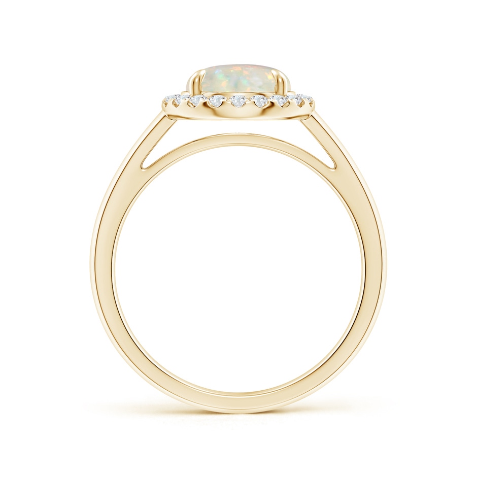 8mm AAA Round Opal Cathedral Ring with Diamond Halo in Yellow Gold side-1