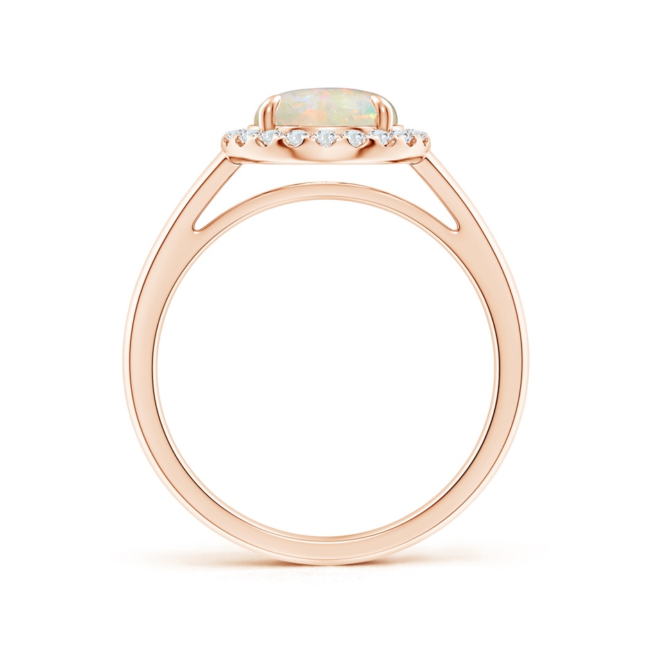 8mm AAAA Round Opal Cathedral Ring with Diamond Halo in Rose Gold side-1