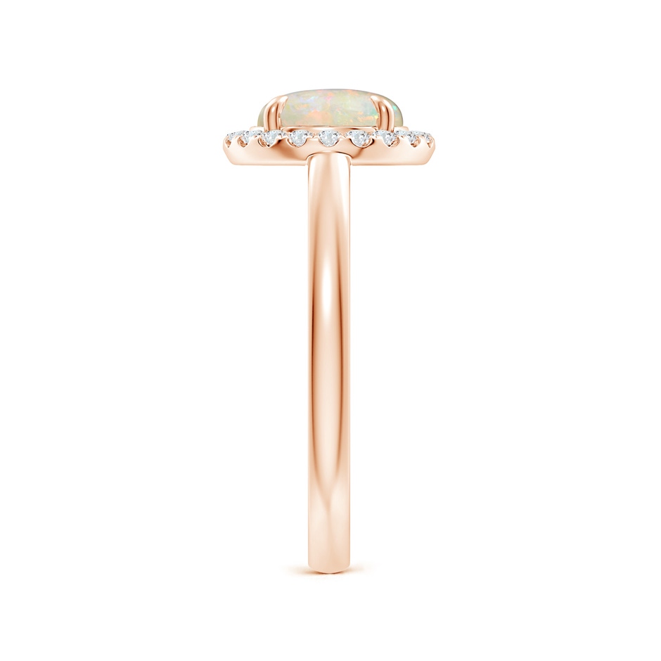 8mm AAAA Round Opal Cathedral Ring with Diamond Halo in Rose Gold side-2