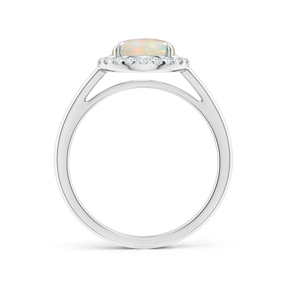 8mm AAAA Round Opal Cathedral Ring with Diamond Halo in White Gold side-1