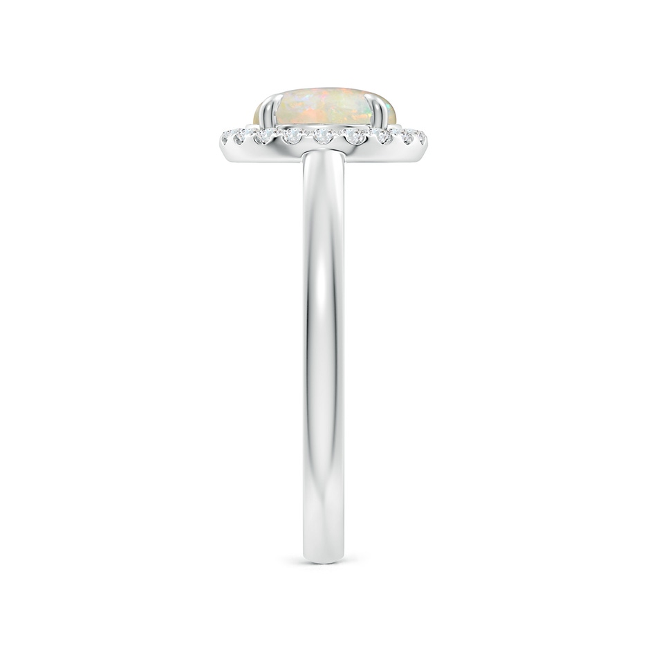 8mm AAAA Round Opal Cathedral Ring with Diamond Halo in White Gold side-2