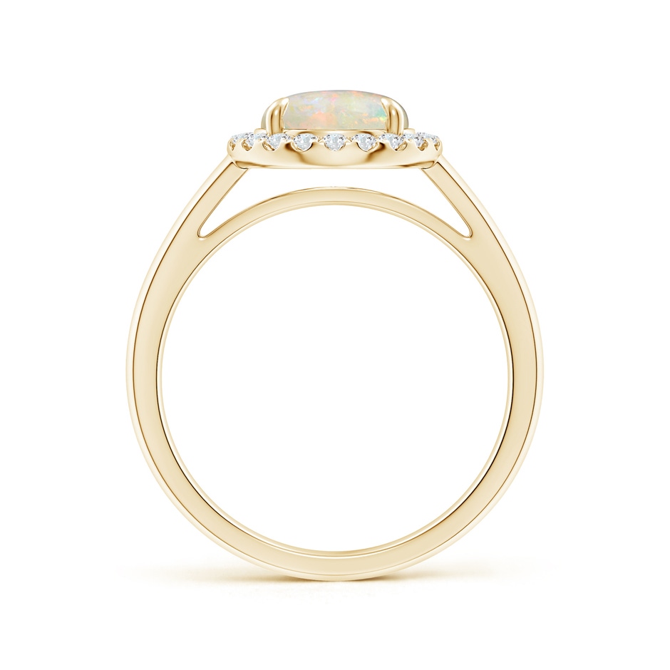 8mm AAAA Round Opal Cathedral Ring with Diamond Halo in Yellow Gold side-1