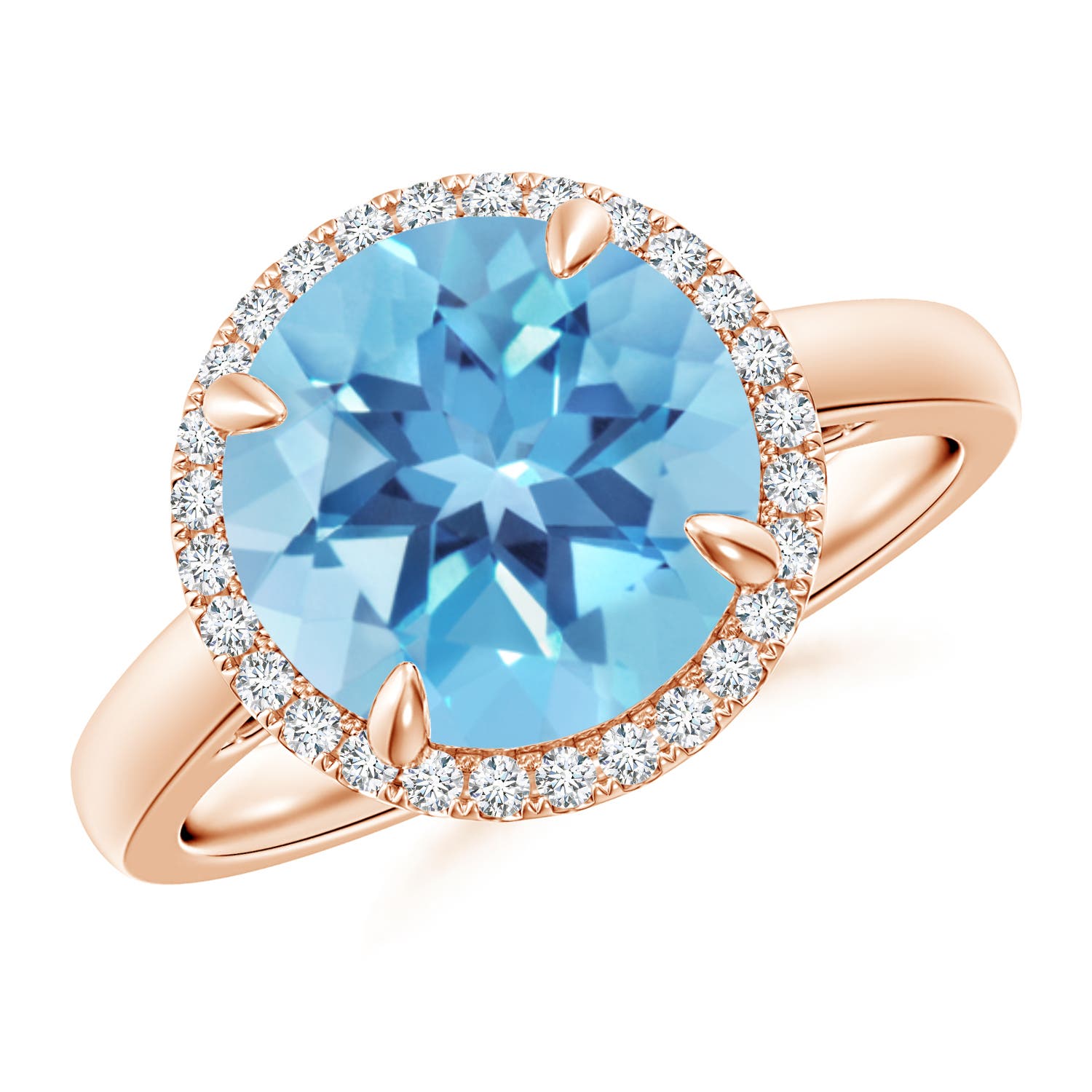 A - Swiss Blue Topaz / 4.37 CT / 14 KT Rose Gold