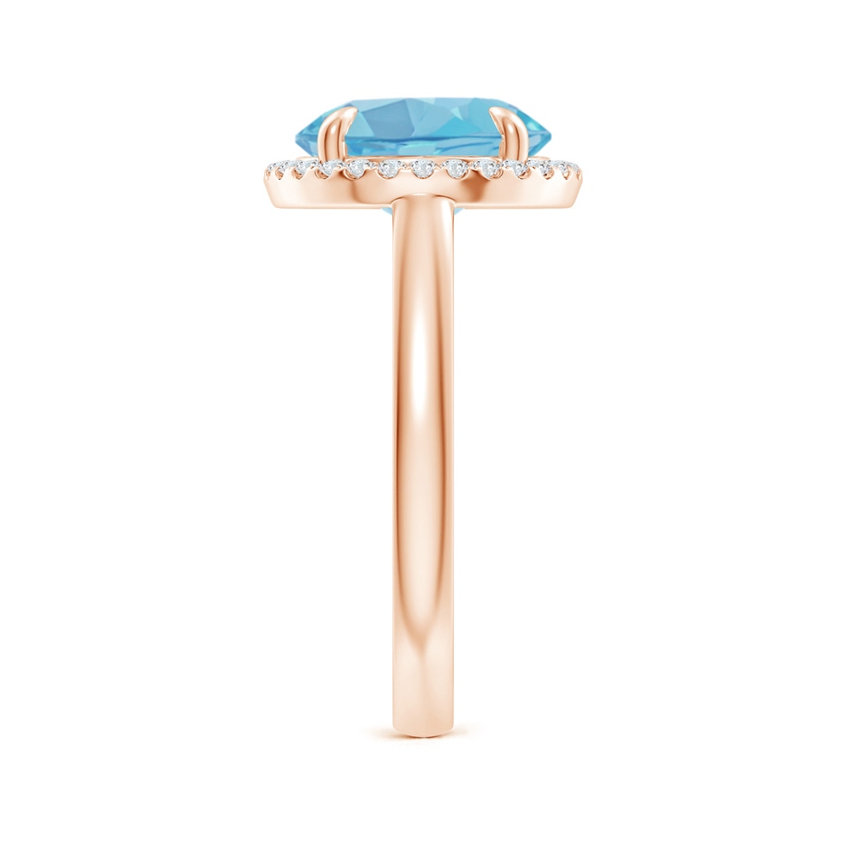 10mm A Round Swiss Blue Topaz Cathedral Ring with Diamond Halo in Rose Gold side-2
