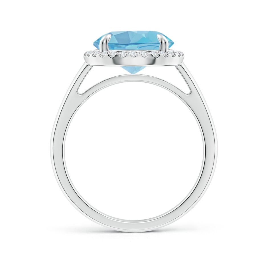 10mm A Round Swiss Blue Topaz Cathedral Ring with Diamond Halo in White Gold side-1