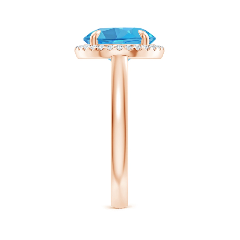 10mm AA Round Swiss Blue Topaz Cathedral Ring with Diamond Halo in Rose Gold side-2