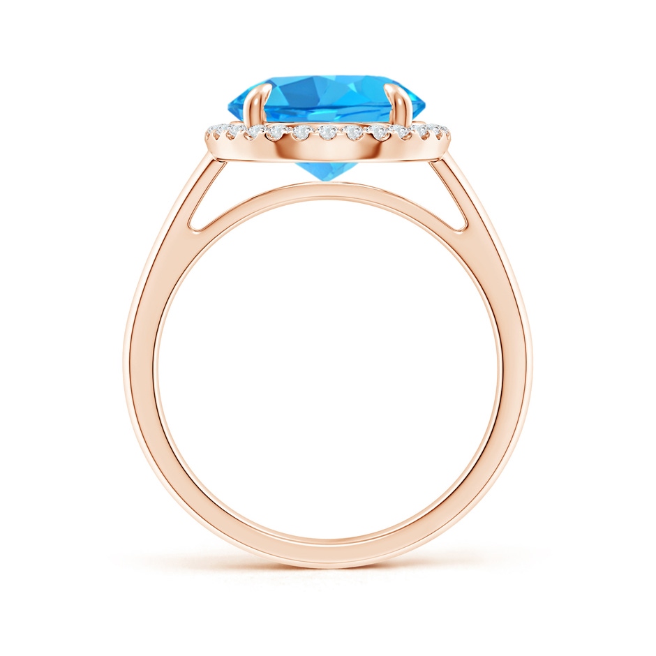 10mm AAA Round Swiss Blue Topaz Cathedral Ring with Diamond Halo in Rose Gold side-1