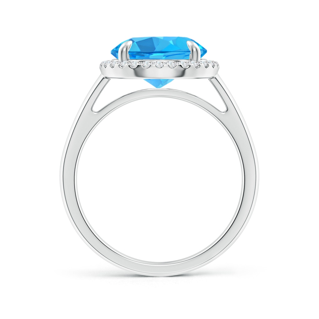 10mm AAA Round Swiss Blue Topaz Cathedral Ring with Diamond Halo in White Gold Side-1