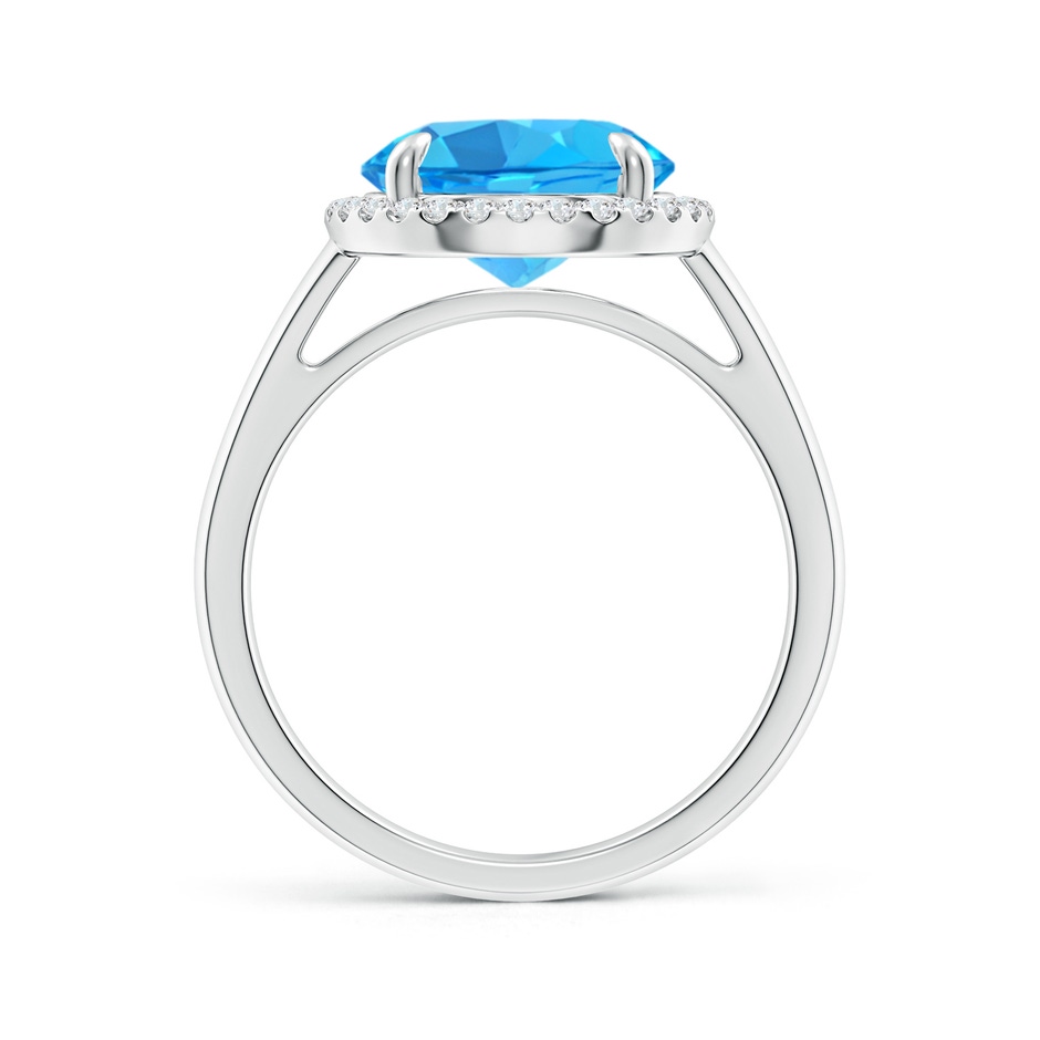 10mm AAA Round Swiss Blue Topaz Cathedral Ring with Diamond Halo in White Gold side-1