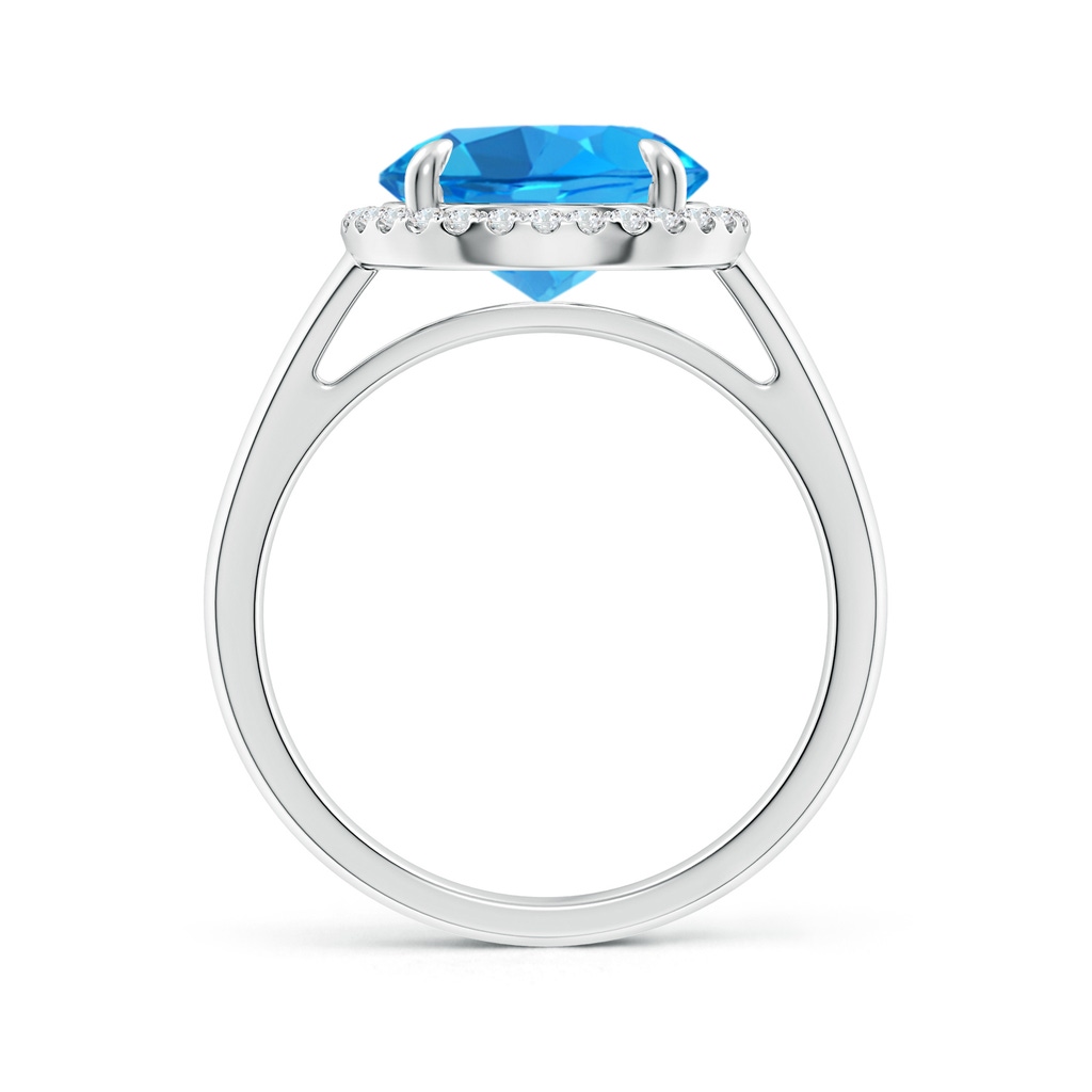 10mm AAAA Round Swiss Blue Topaz Cathedral Ring with Diamond Halo in P950 Platinum - side_1
