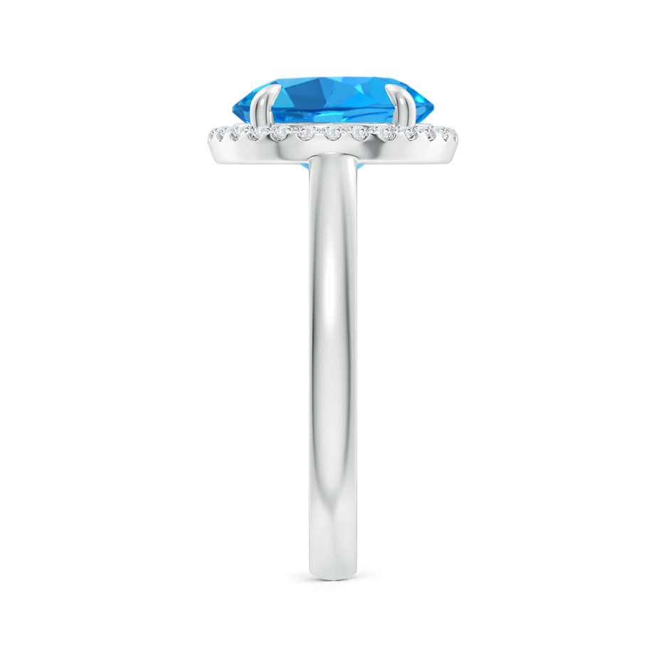 10mm AAAA Round Swiss Blue Topaz Cathedral Ring with Diamond Halo in P950 Platinum side-2