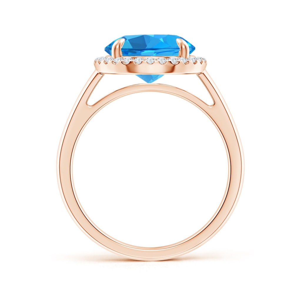 10mm AAAA Round Swiss Blue Topaz Cathedral Ring with Diamond Halo in Rose Gold - side_1