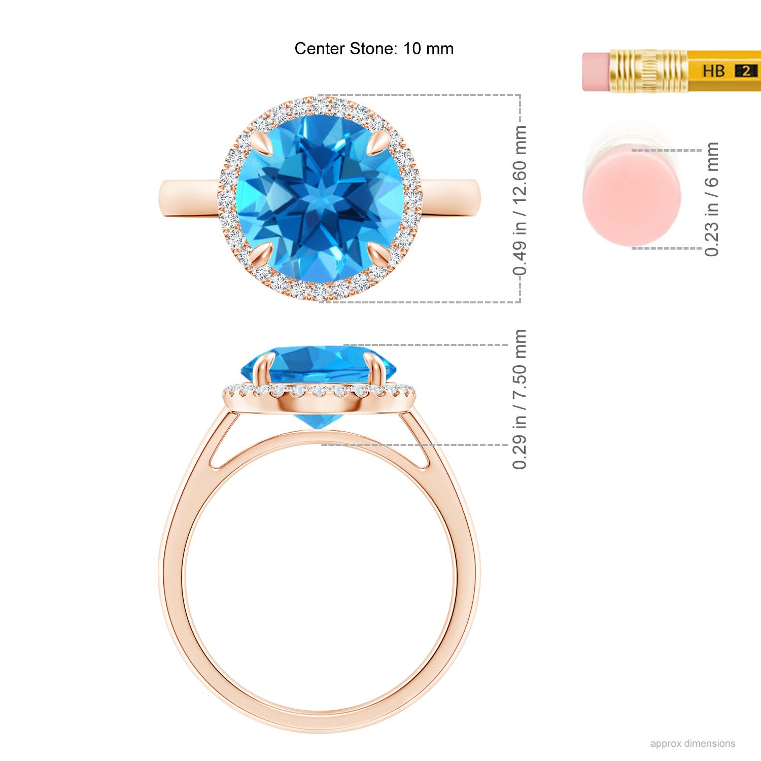 AAAA - Swiss Blue Topaz / 4.37 CT / 14 KT Rose Gold