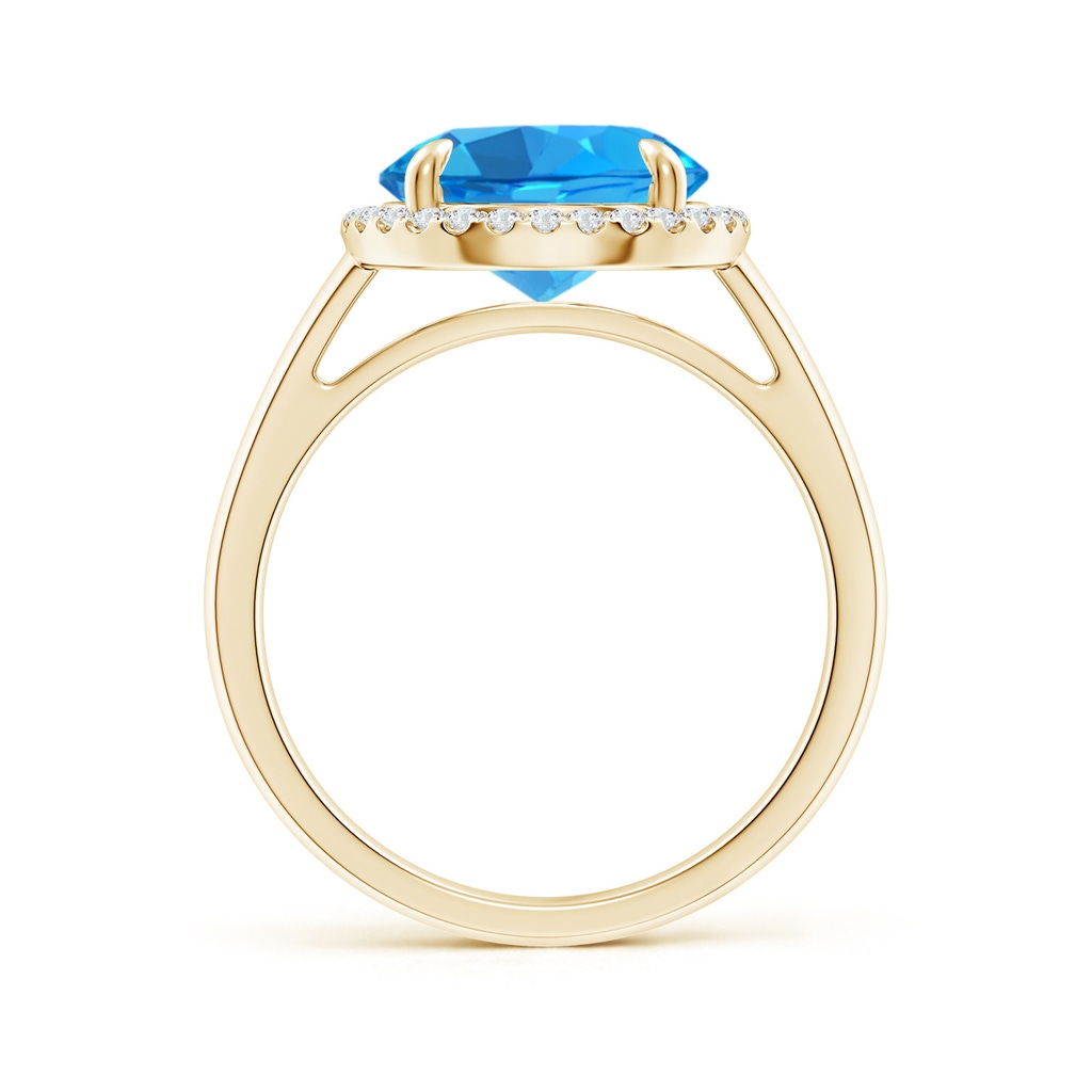 10mm AAAA Round Swiss Blue Topaz Cathedral Ring with Diamond Halo in Yellow Gold - side_1