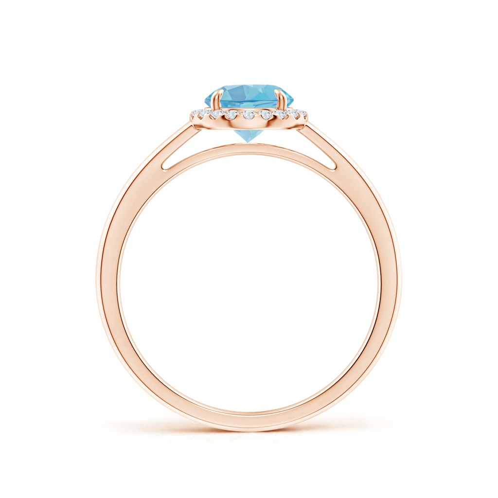 6mm A Round Swiss Blue Topaz Cathedral Ring with Diamond Halo in Rose Gold - side_1