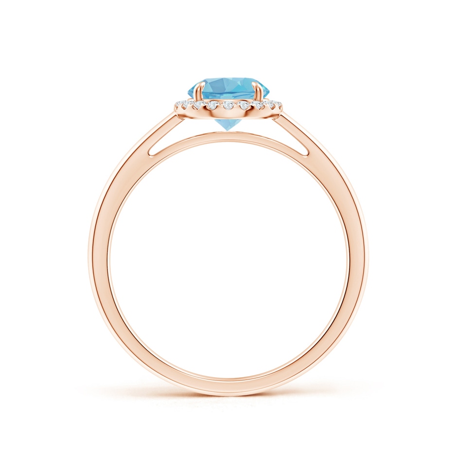 6mm A Round Swiss Blue Topaz Cathedral Ring with Diamond Halo in Rose Gold side-1