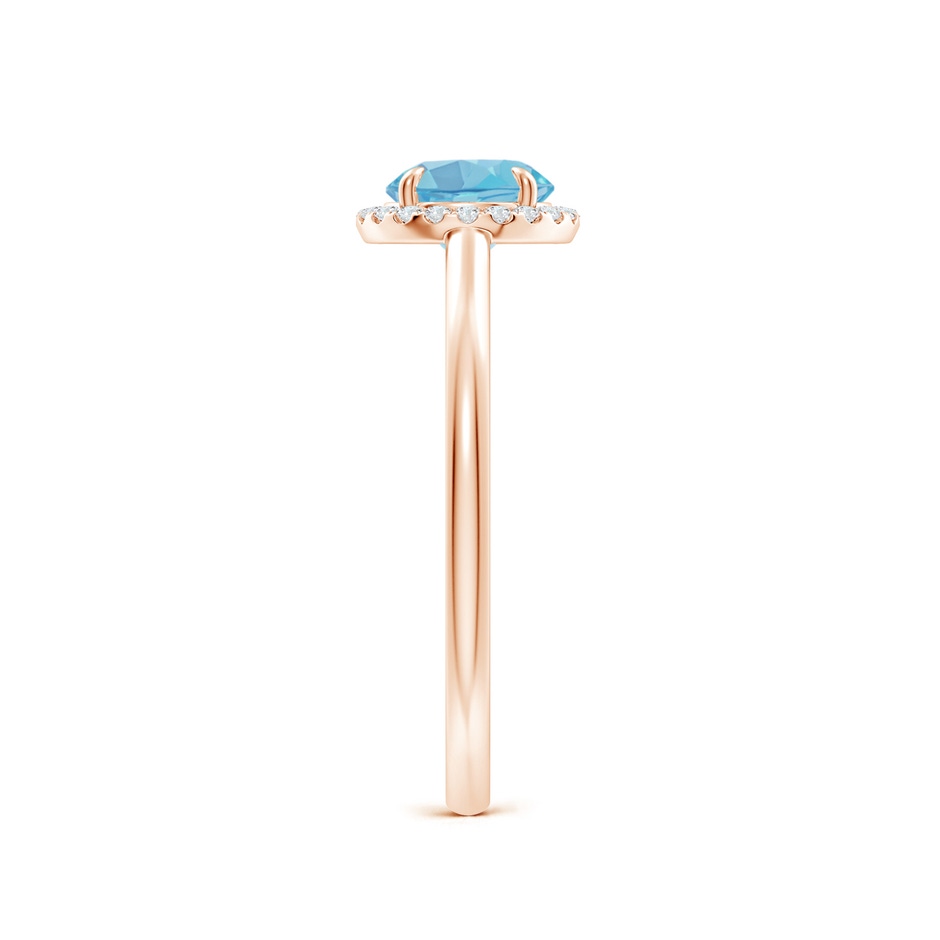 6mm A Round Swiss Blue Topaz Cathedral Ring with Diamond Halo in Rose Gold side-2