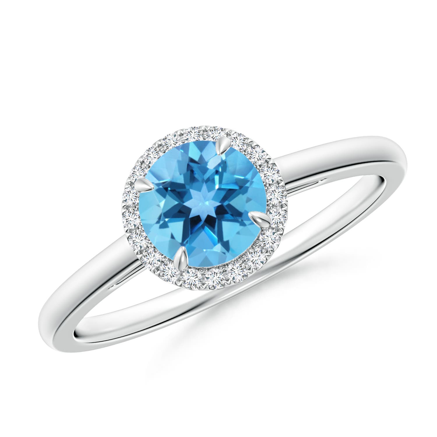 AA - Swiss Blue Topaz / 1.05 CT / 14 KT White Gold