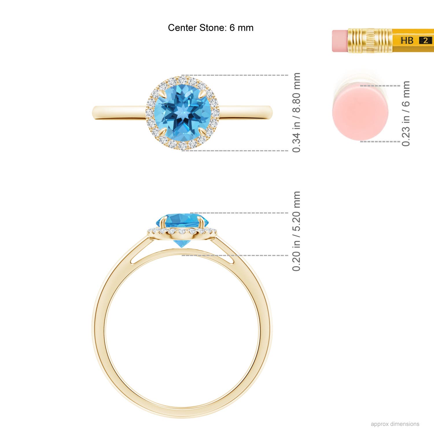 AA - Swiss Blue Topaz / 1.05 CT / 14 KT Yellow Gold