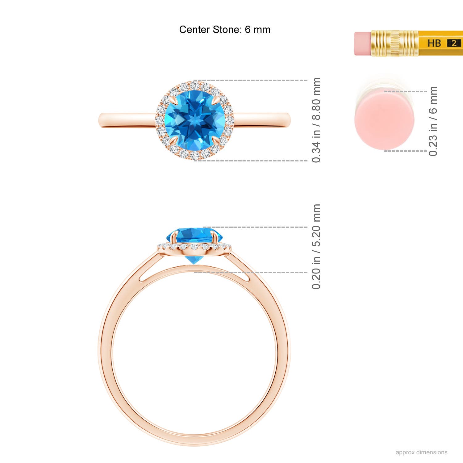 AAAA - Swiss Blue Topaz / 1.05 CT / 14 KT Rose Gold