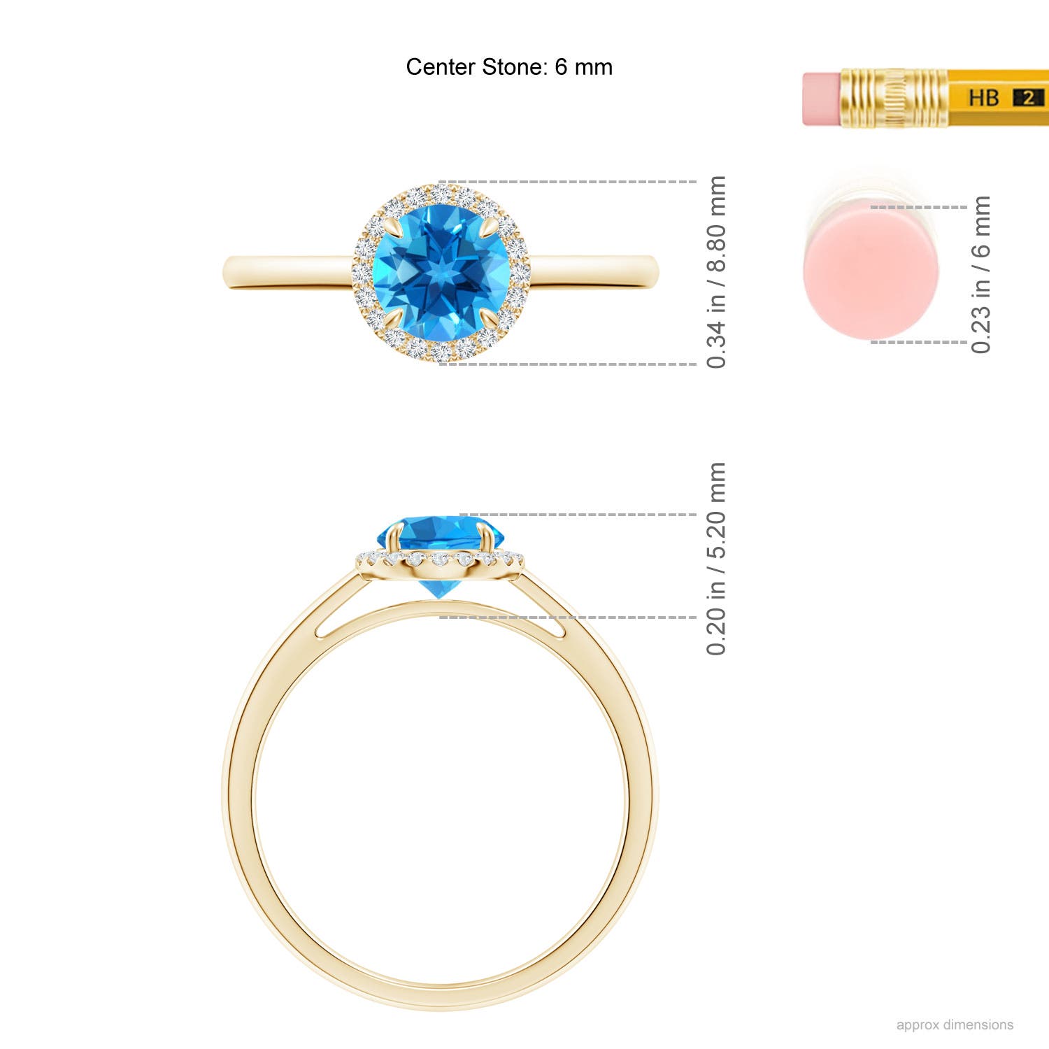 AAAA - Swiss Blue Topaz / 1.05 CT / 14 KT Yellow Gold