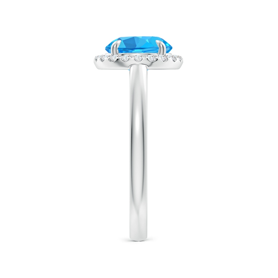 8mm AAA Round Swiss Blue Topaz Cathedral Ring with Diamond Halo in White Gold side-2