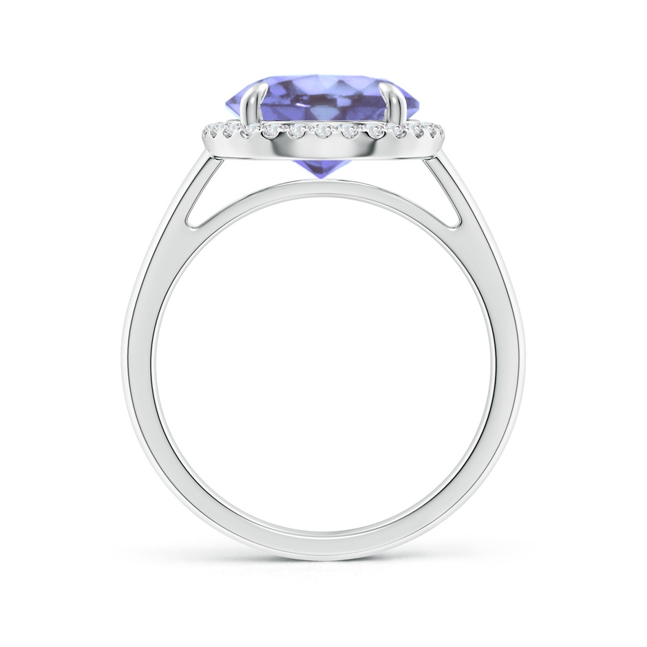 10mm A Round Tanzanite Cathedral Ring with Diamond Halo in P950 Platinum side-1