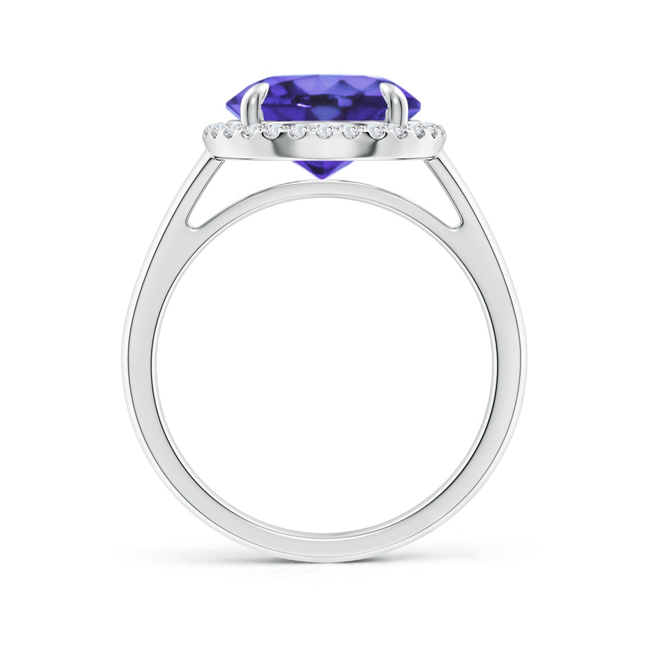10mm AA Round Tanzanite Cathedral Ring with Diamond Halo in White Gold side-1