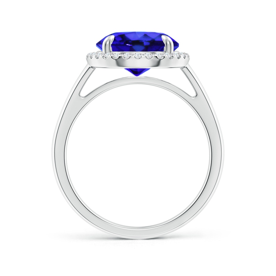 10mm AAA Round Tanzanite Cathedral Ring with Diamond Halo in White Gold side-1