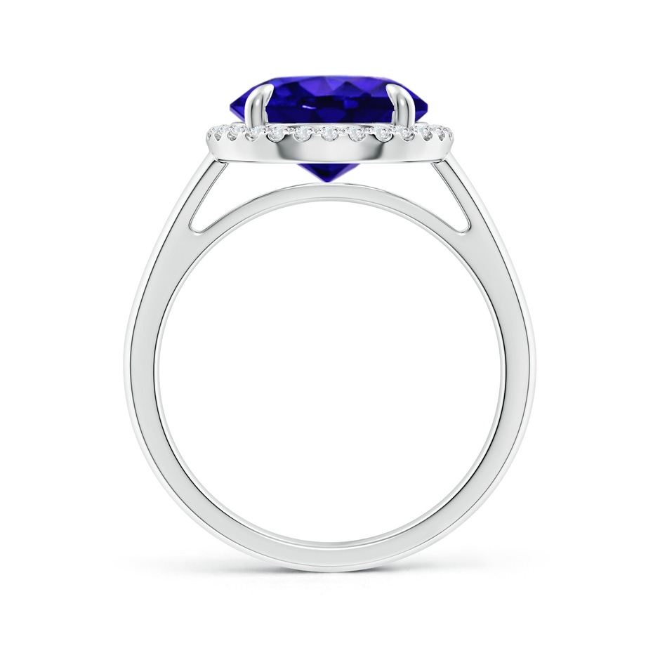 10mm AAAA Round Tanzanite Cathedral Ring with Diamond Halo in White Gold side-1