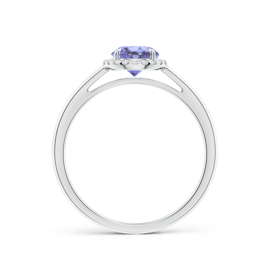6mm A Round Tanzanite Cathedral Ring with Diamond Halo in P950 Platinum side-1