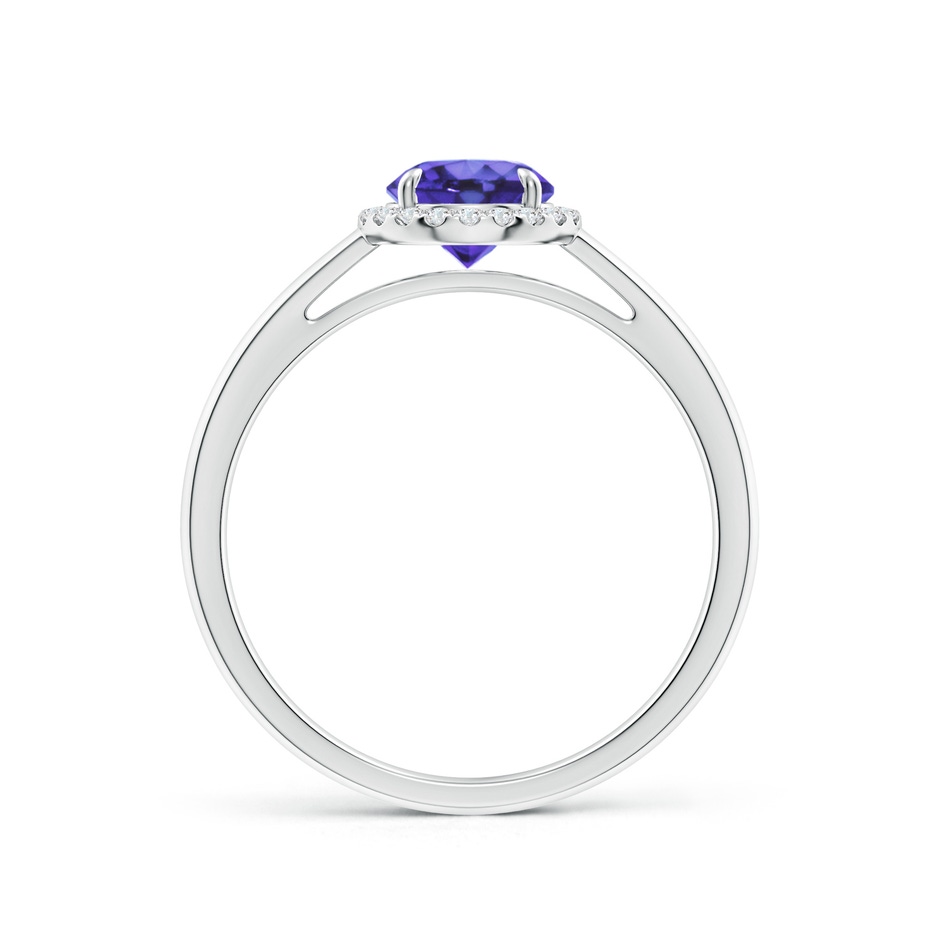 6mm AA Round Tanzanite Cathedral Ring with Diamond Halo in White Gold side-1