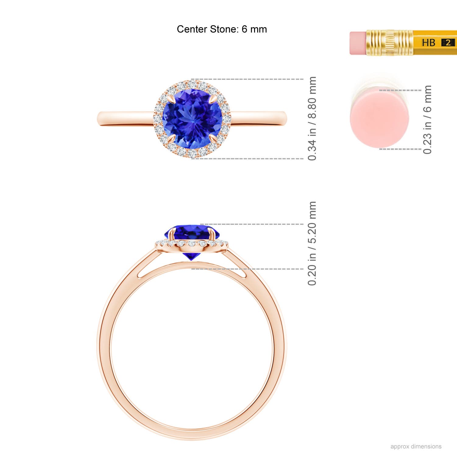 AAA - Tanzanite / 1 CT / 14 KT Rose Gold