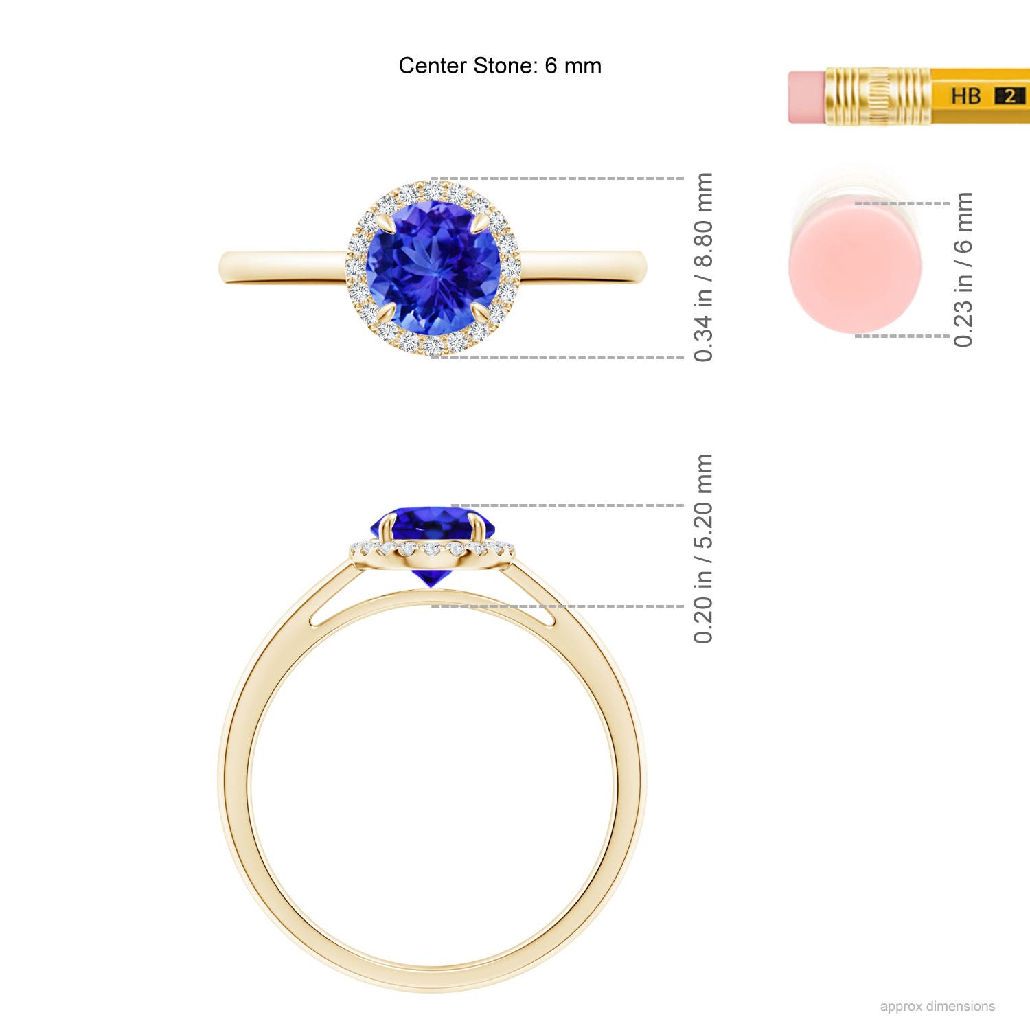 AAA - Tanzanite / 1 CT / 14 KT Yellow Gold