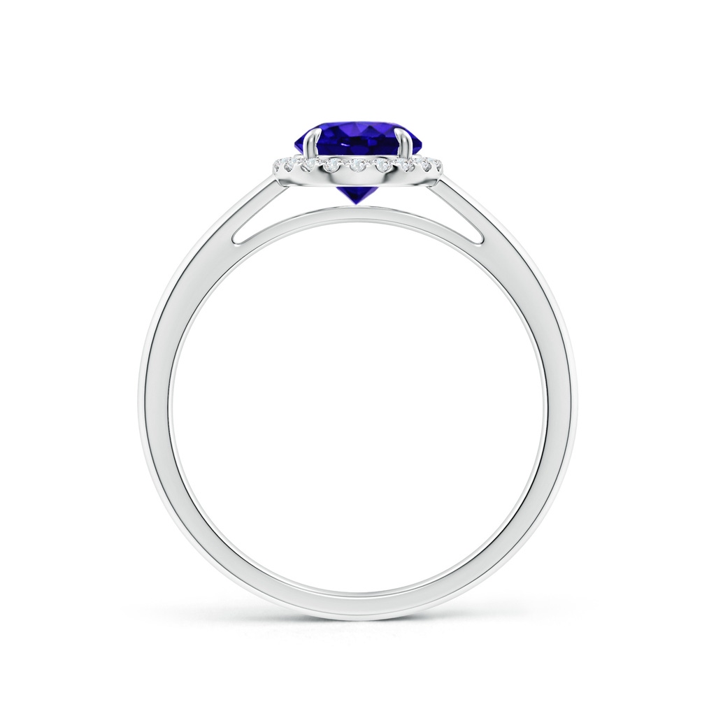 6mm AAAA Round Tanzanite Cathedral Ring with Diamond Halo in White Gold Side-1