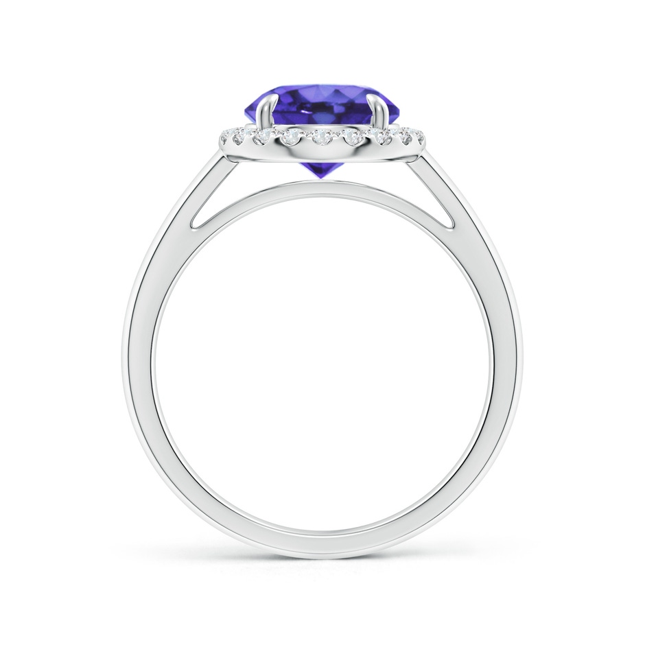 8mm AA Round Tanzanite Cathedral Ring with Diamond Halo in White Gold side-1
