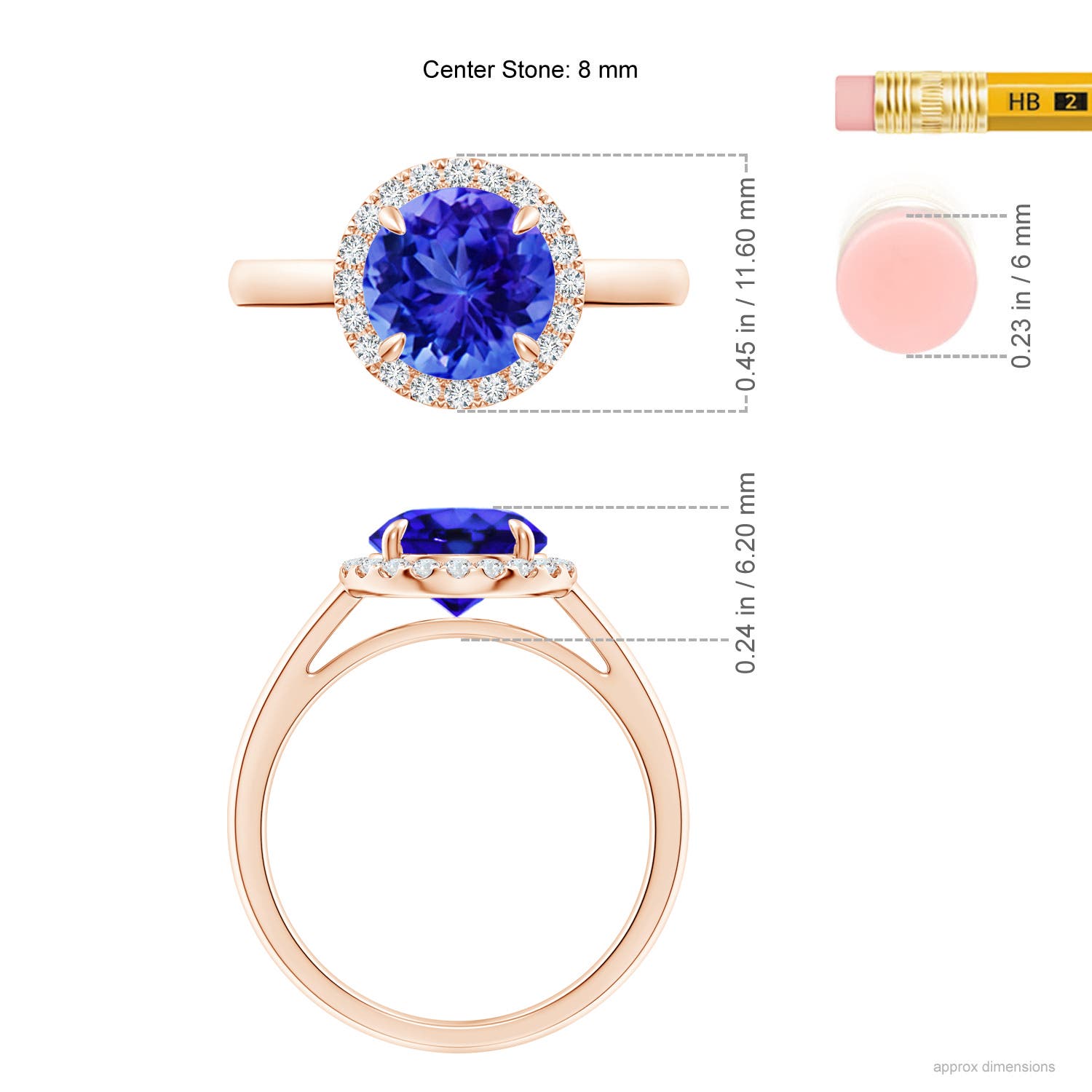 AAA - Tanzanite / 1.96 CT / 14 KT Rose Gold