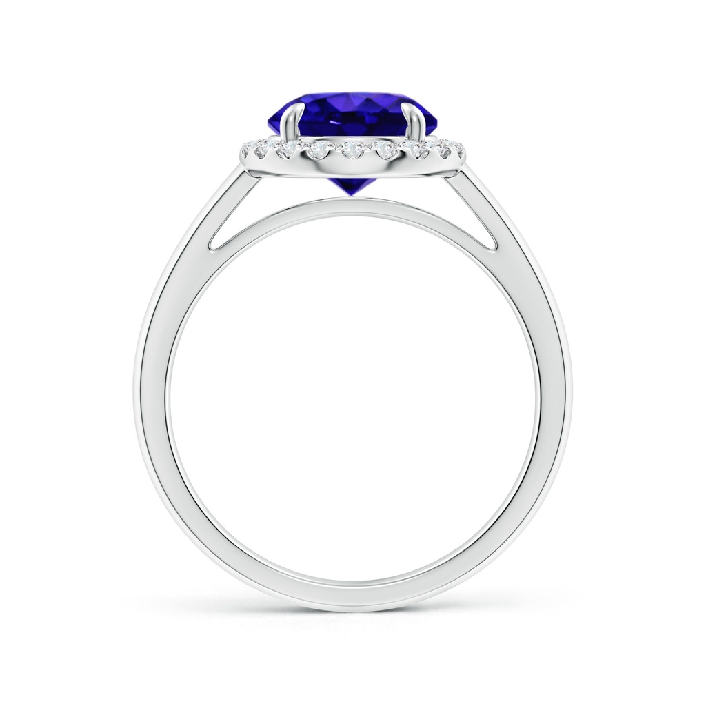 8mm AAAA Round Tanzanite Cathedral Ring with Diamond Halo in White Gold Side-1