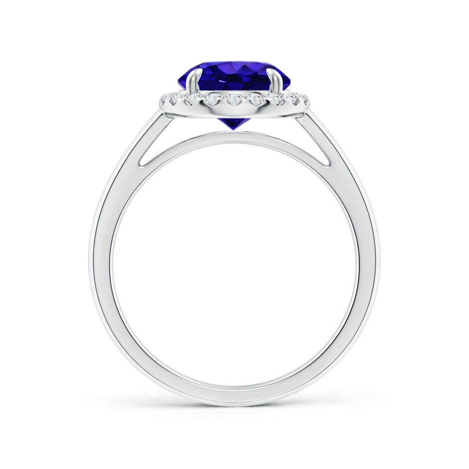 8mm AAAA Round Tanzanite Cathedral Ring with Diamond Halo in White Gold side-1