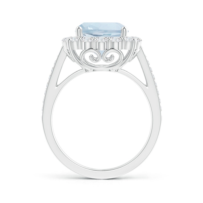 9mm A Cushion Aquamarine Cocktail Ring with Diamond Halo in White Gold side-1