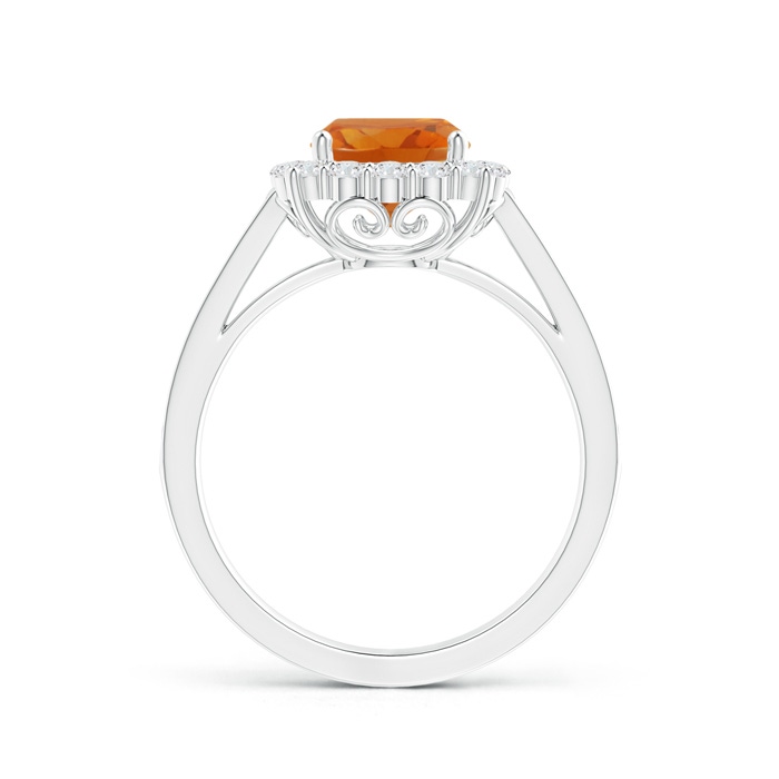 7mm AAA Cushion Citrine Cocktail Ring with Diamond Halo in White Gold side-1